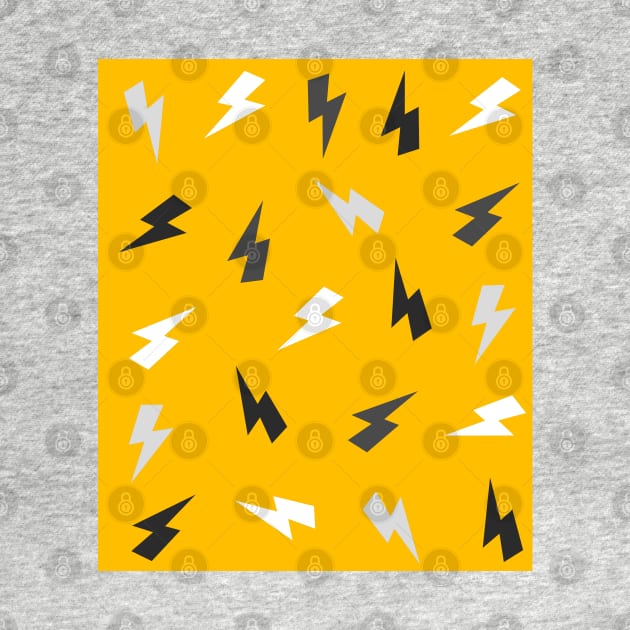 Grey Lightning, Thunder, Bolts on Mustard Yellow by OneThreeSix